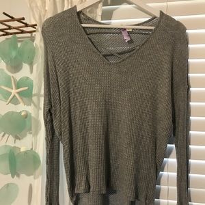 Gray Criss Cross Long Sleeve Shirt
